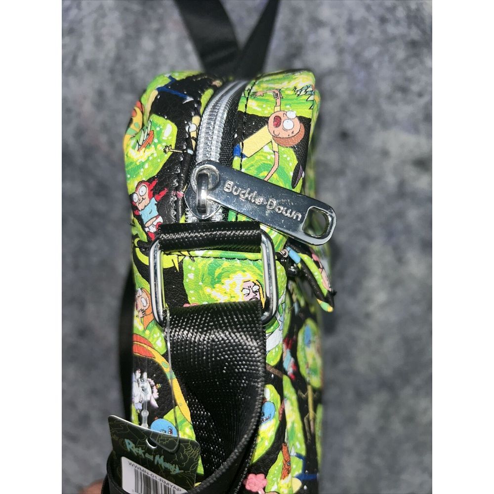 Rick And Morty Adult Swim Buckle Down Crossbody Shoulder Bag Cartoon Neon NWT - Picture 4 of 5